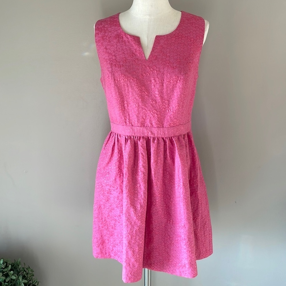 KENZIE women’s sleeveless textured pink mini dress waisted full bottom fit flare
